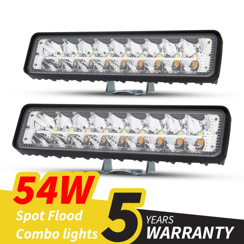 54W LED Light Bar Offroad Spot Flood LED Work Light for Truck Car Boat Tractor 4×4 ATV Headlight 12V 24V Driving Fog Lamp