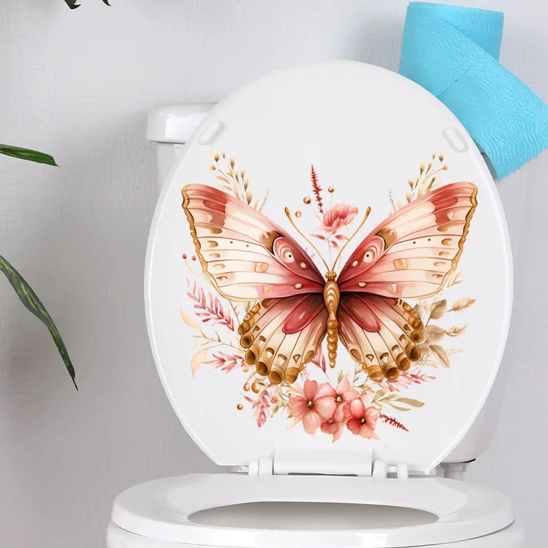 Butterfly Toilet Stickers Wall Stickers Toilet Lid Wc Refrigerator Home Decoration Door Sticker Bathroom Accessories