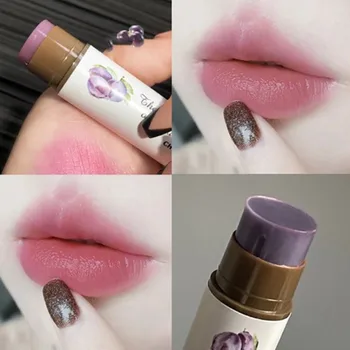 내추럴 피치 립밤, 오래 지속되는 보습 립스틱, 온도 변화, 컬러 립스틱, 건조 방지, 하이드레이션 립 케어, 1PC