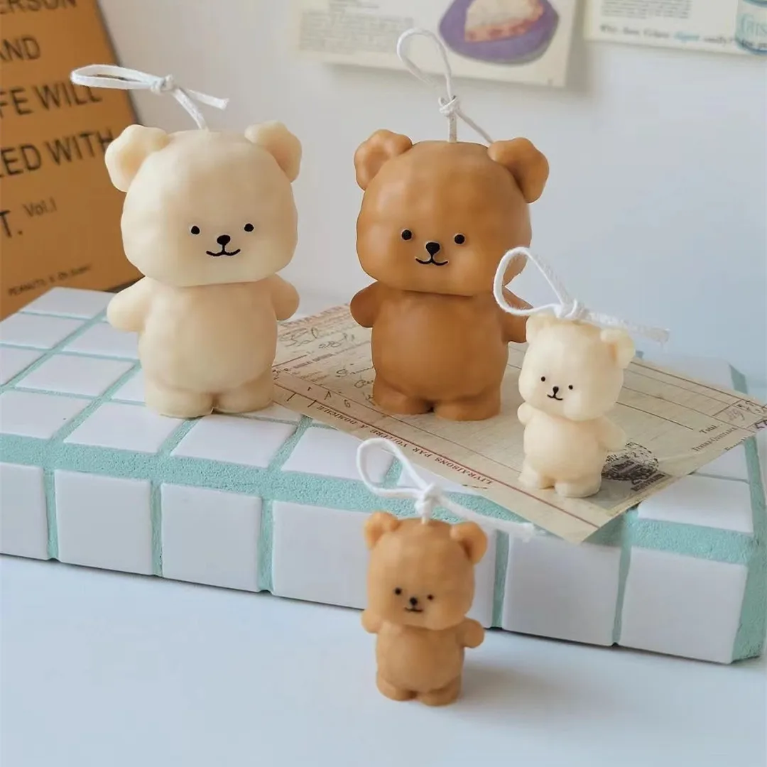 DIY 3D Bear Silicone Fondant Mold Cake Soap Moulds 3D Silicone Bowknot Bear Mold Fondant Cake Chlate Baking Mould Tool