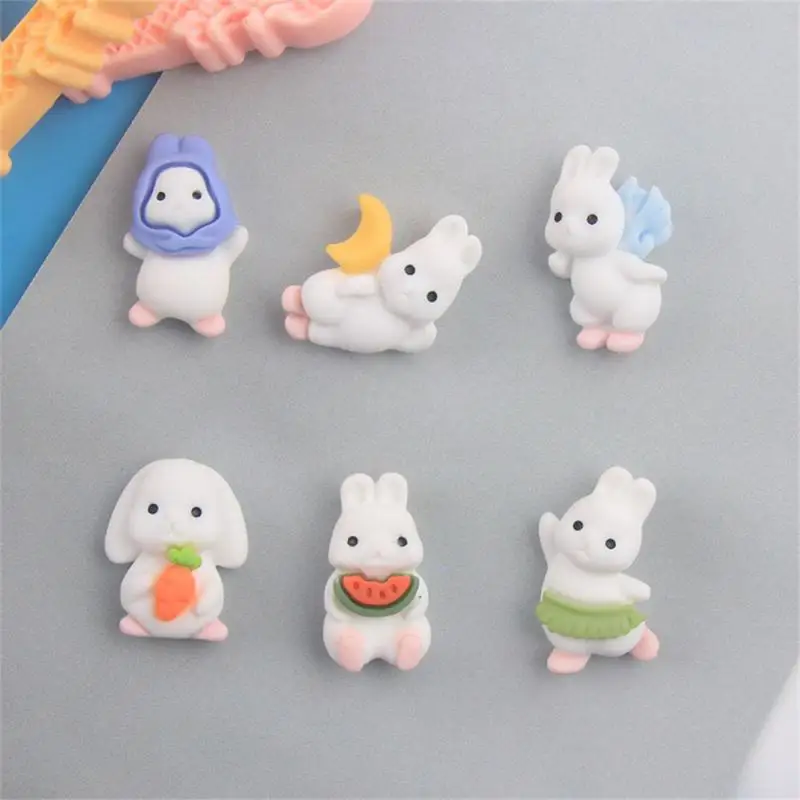 1~4PCS Decor Angel Bunny Ornaments Jewelry Decoration Resin Cream Cartoon Resin Cream Glue