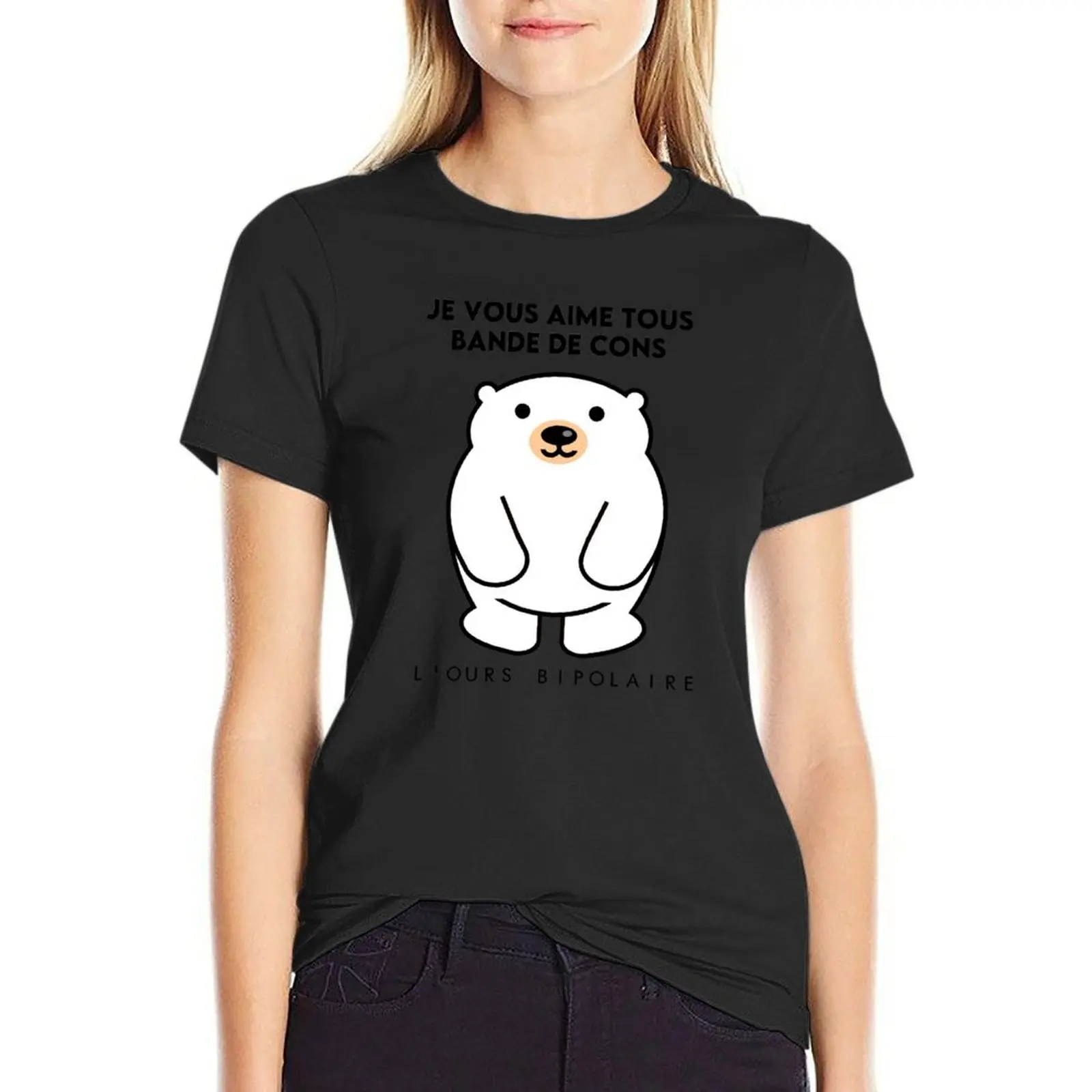 BIPOLAR BEAR T-Shirt funny korean fashion customizeds black t-shirts for Women