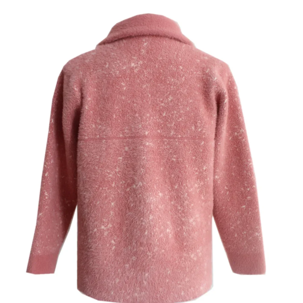 2023 Autumn Women Faux Mink Cashmere Soft Coat Winter Elegant Full Sleeve Thick Short Overcoat Female Warm Wool Coats Outerwear