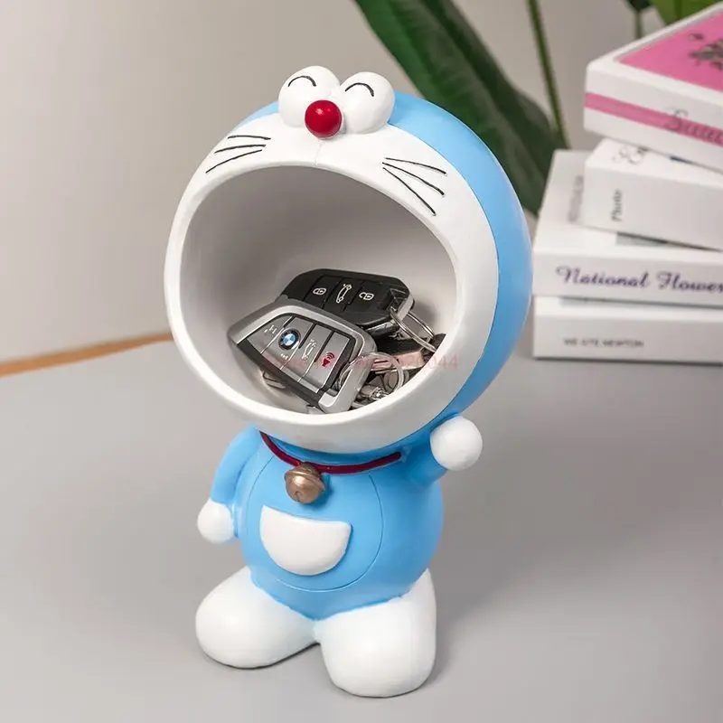 

Anime Kawaii Cartoon Blue Cat Keys Storage Box Big Mouth Doraemoned Statue Organizer Sculpture Desktop Ornaments Home Decor Gift