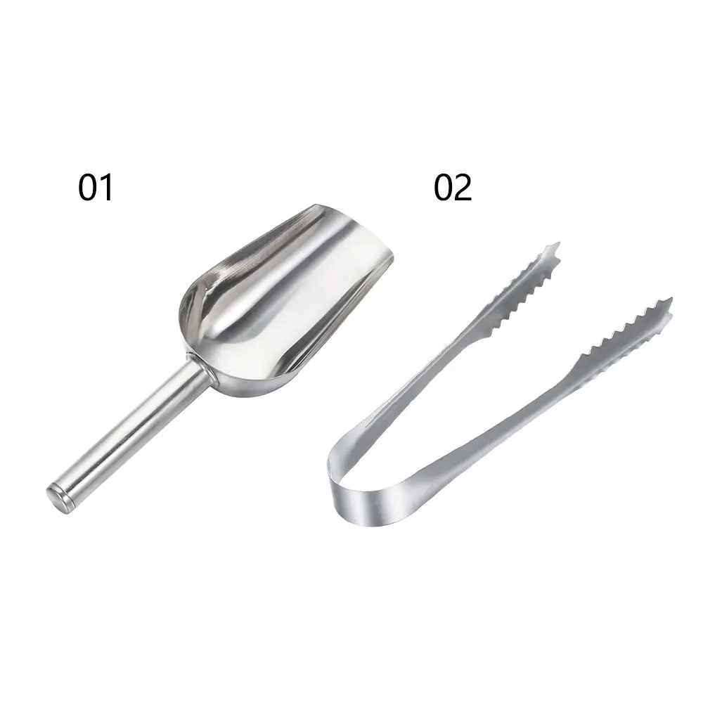 8-inch Multi-function Stainless Steel Ice Shovel And 6-inch Ice Clip Party Candy Cake Clip Flour Grain Tea Coffee Food Tools