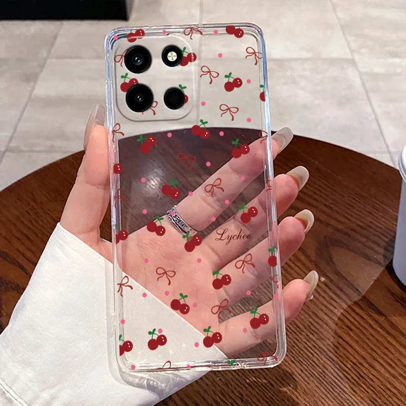 Clear Silicone Soft TPU Back Cover with Cute Cat and Rabbit Design - Protective Jelly Casing