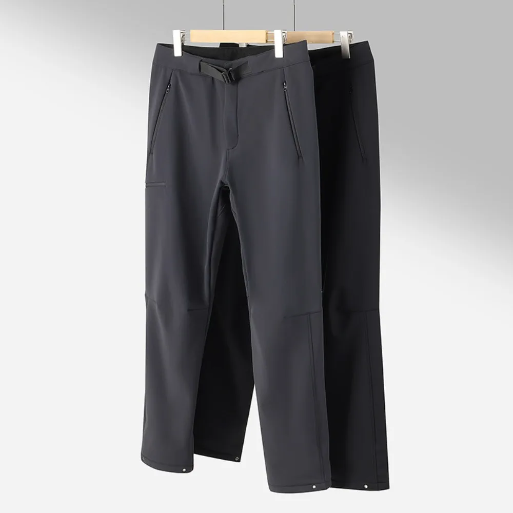 Tear-Resistant Softshell Pants, Men's Outdoor Fleece-Lined Design with Thickened Water-Resistant Feature