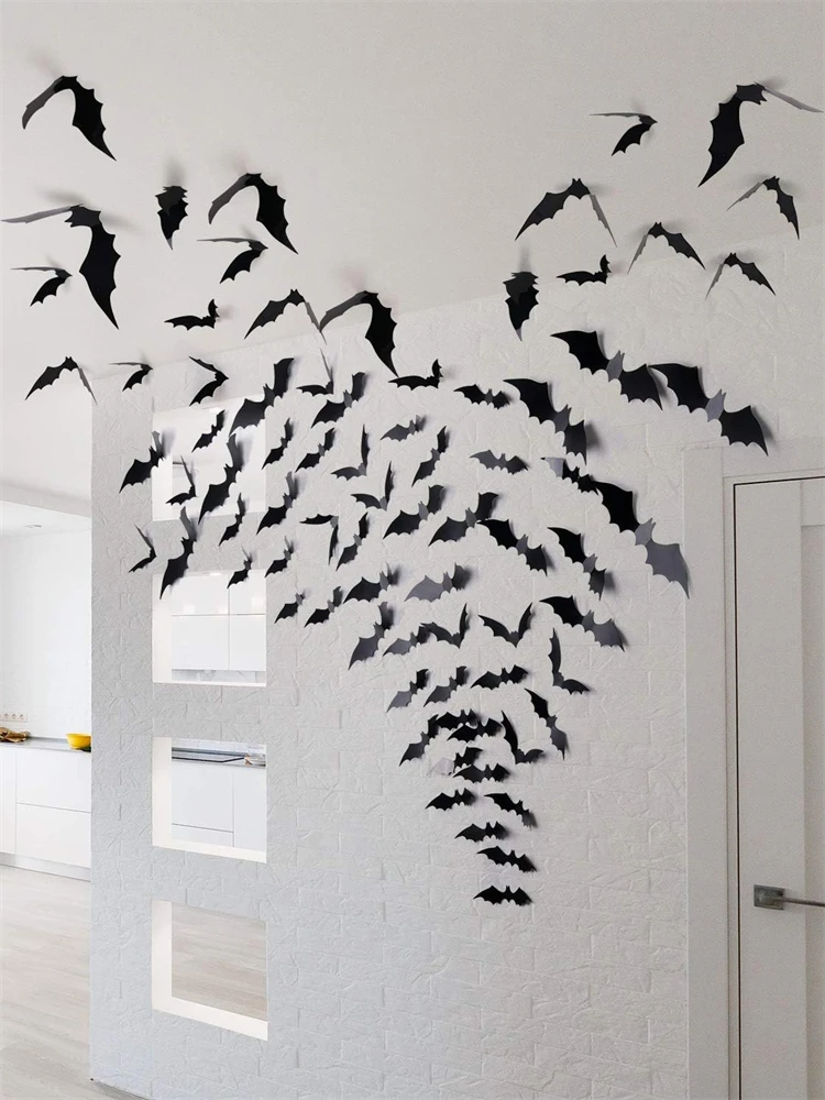 Halloween Decoration 3D Black PVC Bat Halloween Party DIY Decor Wall Sticker Bar Room Party Scary Decos Props