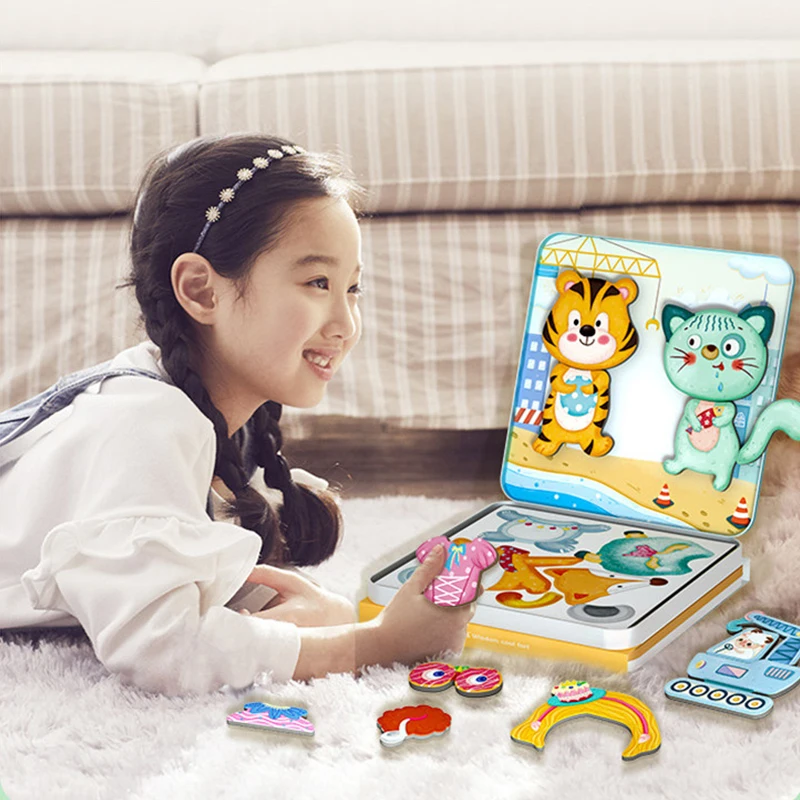 Magnetic Puzzle Book Magnetic Mix and Match Game with Travel Storage Case for Kids puzzle toys magnetic puzzle toys