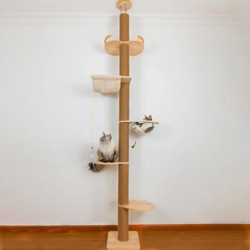 

Floor to Ceiling Cat Tree Height (50-120 in) Adjustable Cat Tower 5 Tier Hemp Scratching Post High Cat Tree Sturdy Cat Activity