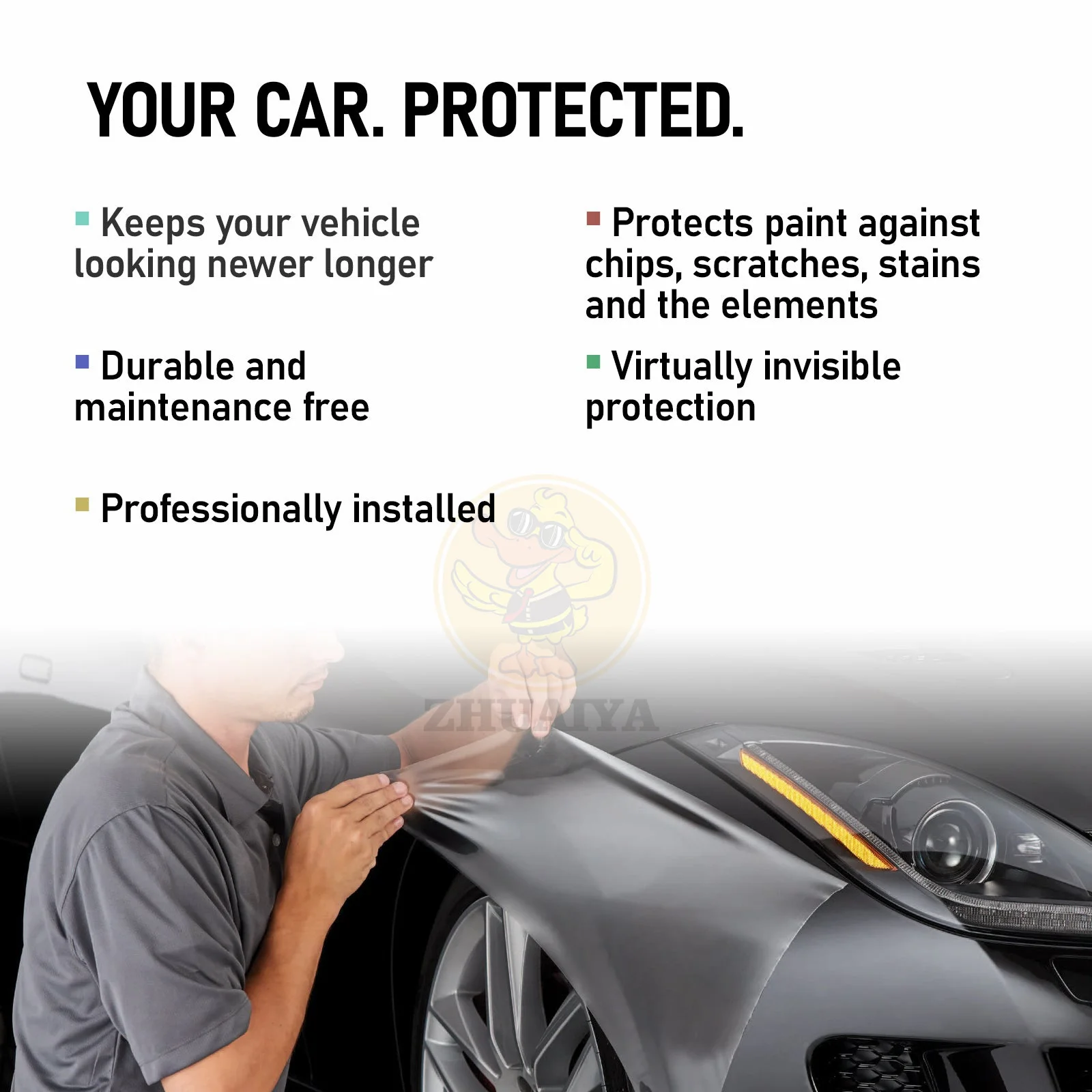 ZHUAIYA PPF Paint Protection Photochromic Film UV Color Change Headlight Protection Film Self-healing Anti-scratch Film - - Racext 25