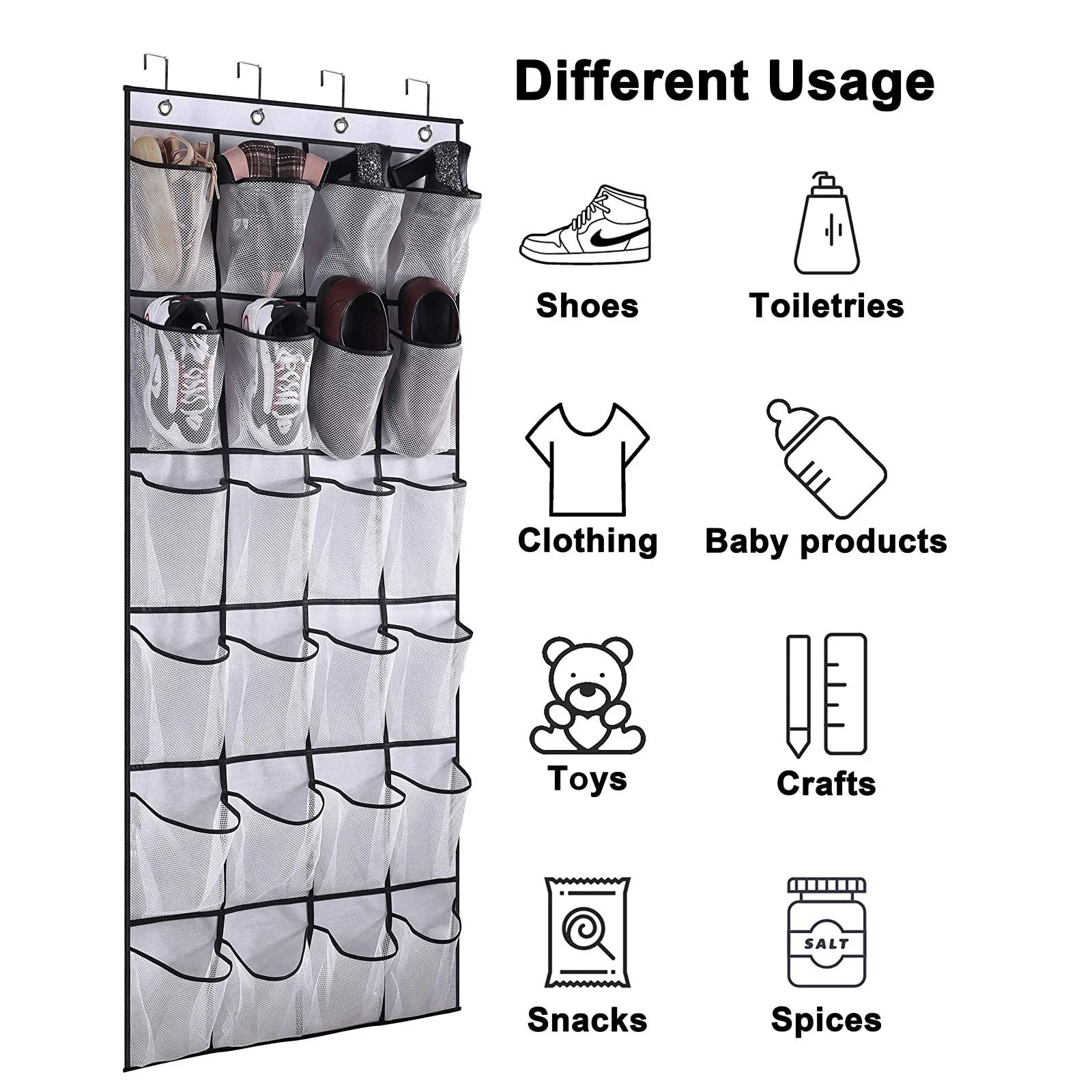 24pocket Hanging shoe rack organizer Over the Door Shoe Organizer Large Breathable Mesh Pockets slippers organizer shoe storage 3
