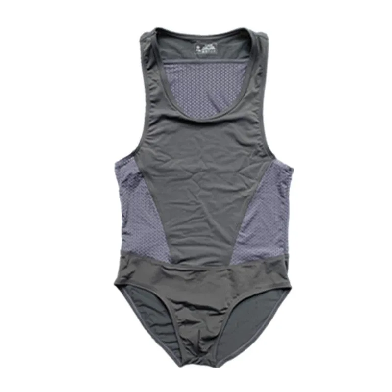 Men Swim Body Suits Mesh Sexy Swimwear Gay Pouch Swimsuits Surf Board Beach Sports Jumpsuit Shorts Sportswear