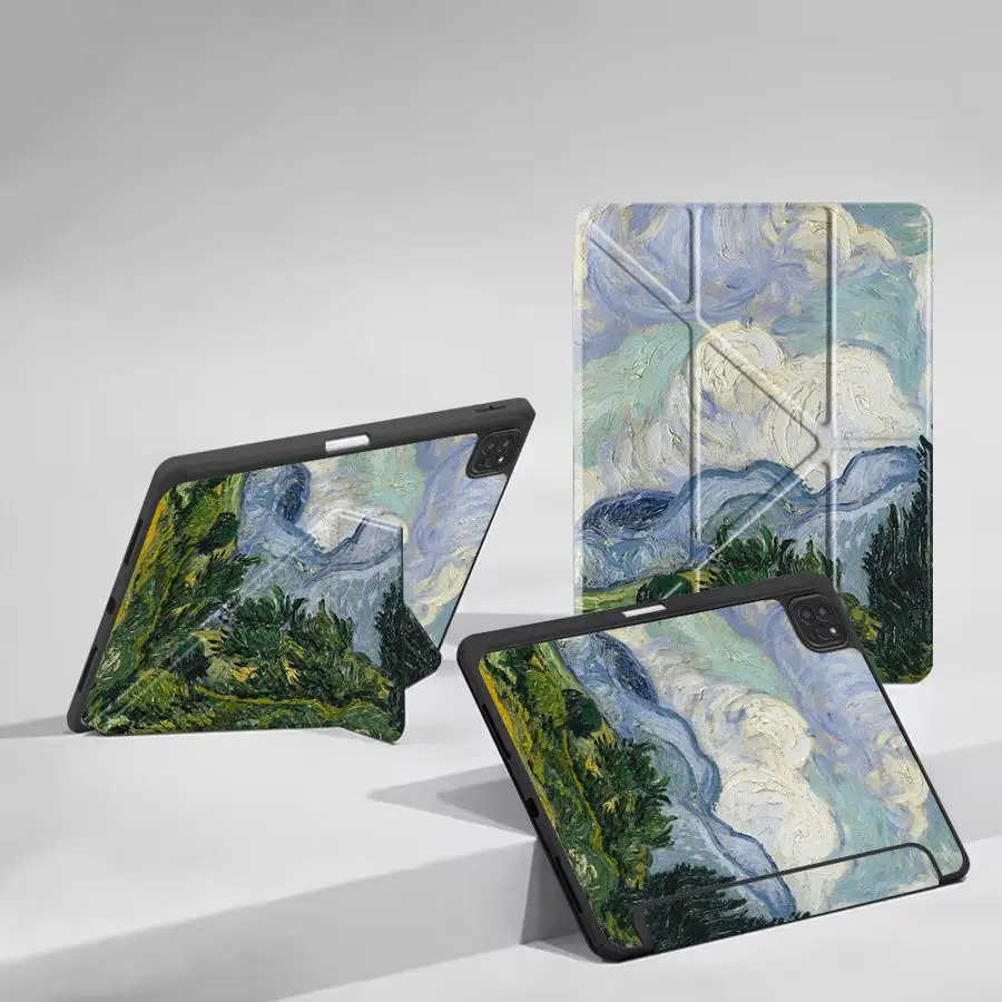 Oil Painting-Inspired Tablet Case with Holder Feature
