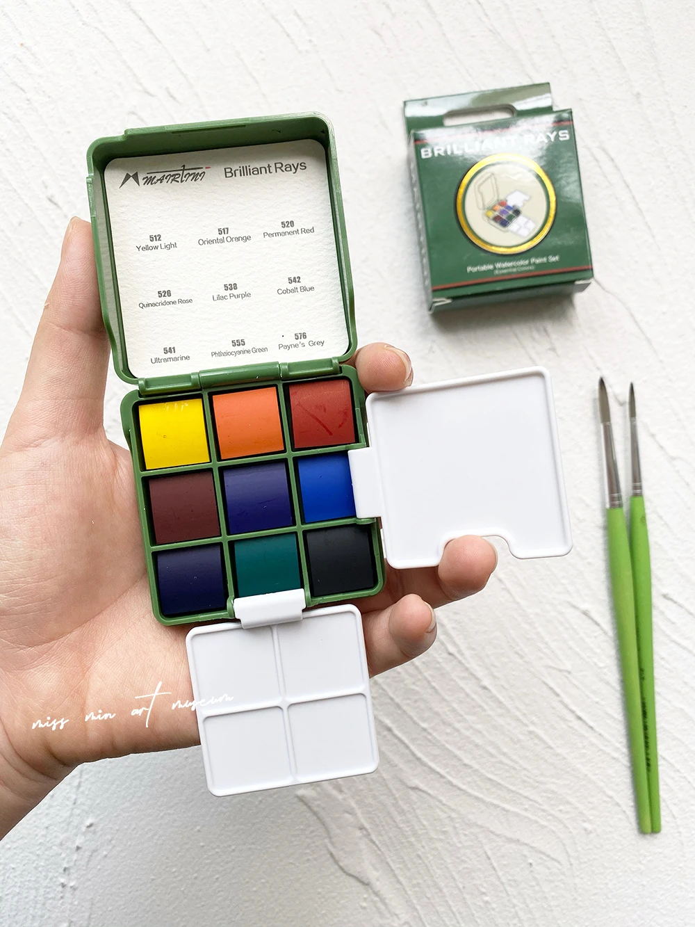 MAIRTINI 미니 여행 수채화 세트, 솔리드 아쿠아렐 페인트, 휴대용 팔레트 페인팅 도구, 브러쉬 아트 용품, 9 가지 색상 -  AliExpress