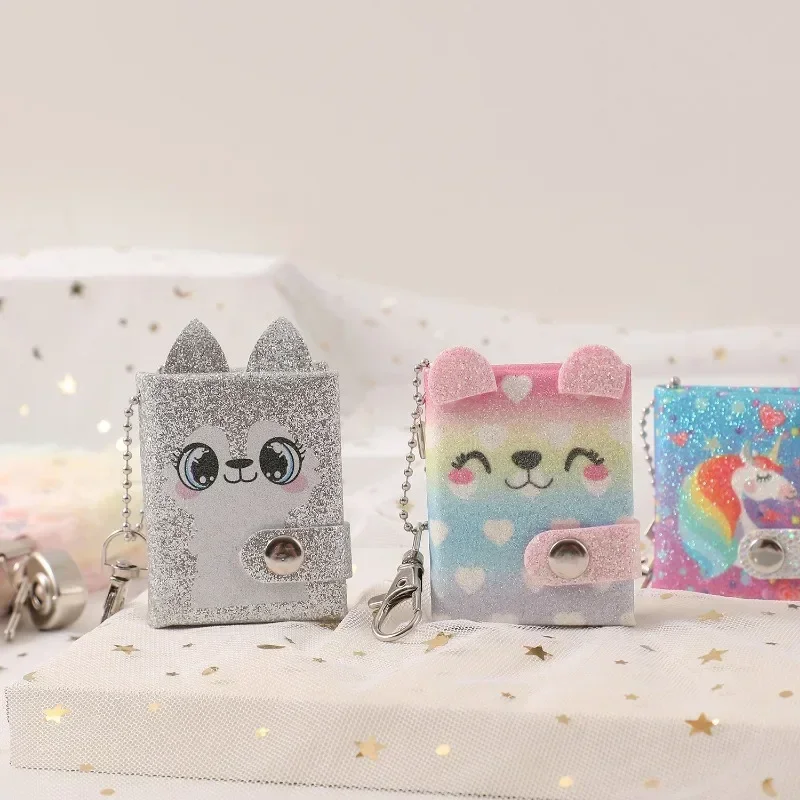Mini Cute Cartoon Notebook with Keyring Lovely Puppy Notepad Blank Inside Page Scrapbook Pocket Diary Student Supplies 1pc