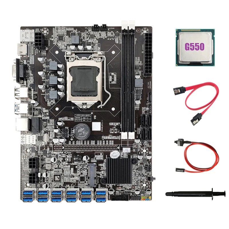 best motherboard for video editing B75 ETH Miner Motherboard 12 PCIE To USB3.0+G550 CPU+Thermal Grease+SATA Cable+Switch Cable DDR3 LGA1155 Motherboard budget gaming pc motherboard