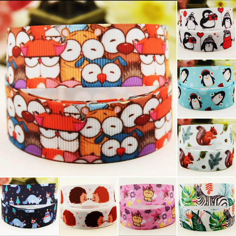 

22mm 25mm 38mm 75mm Animal cartoon printed Grosgrain Ribbon party decoration 50 Yards satin ribbons