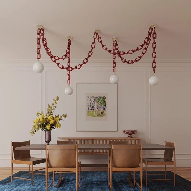 

European Style Minimalist Glass Ball Chandelier Creative Living Room Cloakroom Clothing Store Restaurant Chain Decorative Light