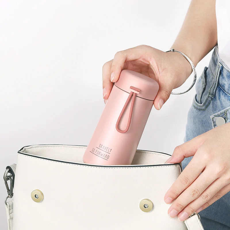 Mini Pink Termos Portable Belly Cup 270ml Cute Girls Thermos Water Bottle 304 Stainless Steel Tumbler Vacuum Flask Coffee Cup