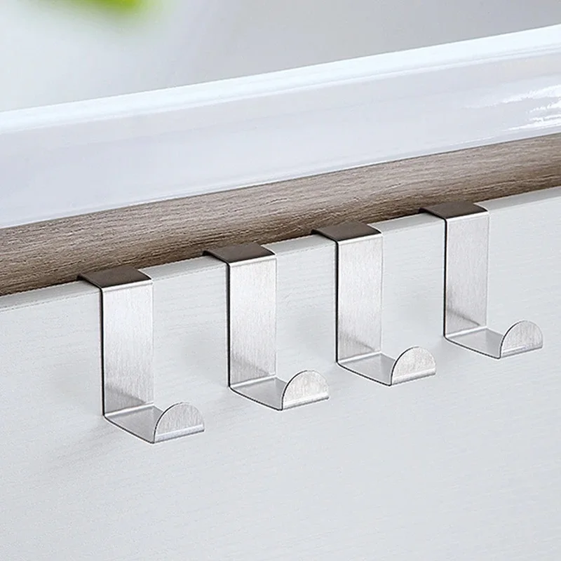 Stainless steel over door hooks Z shape heavy duty kitchen bathroom cabinet door hanging hook coat robe towel hanger holder hook
