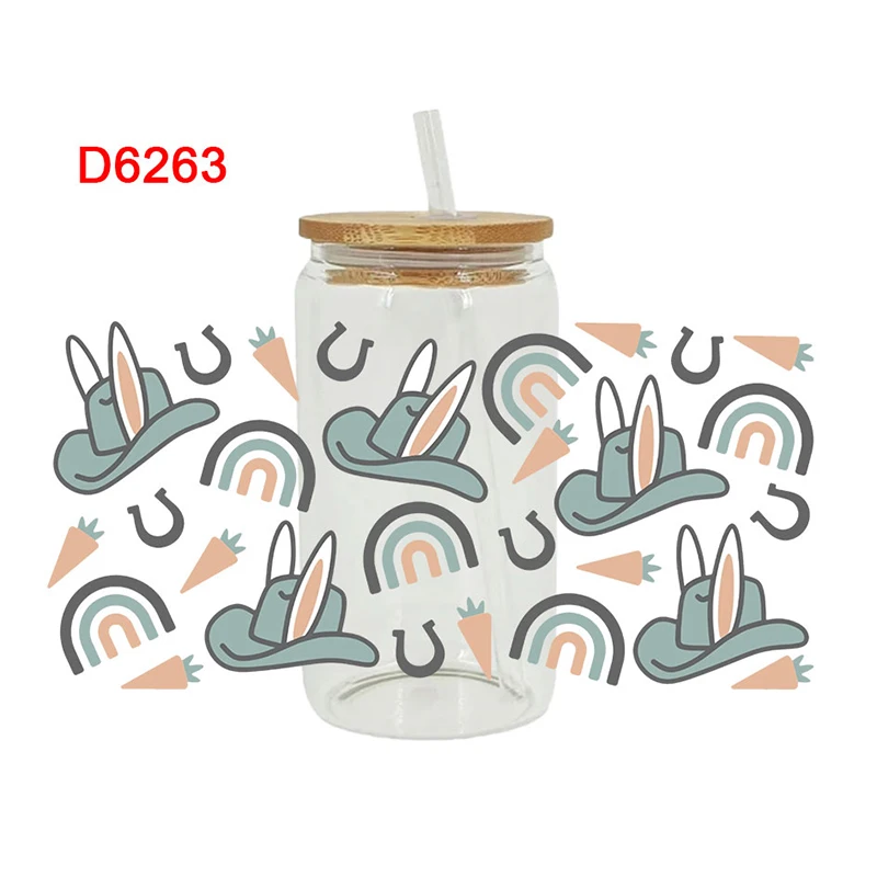 UV DTF Transfers Stickers Cup Wraps Bunny Happy Easter Printed for DIY Glass Ceramic Metal Leather 3D 16oz D6263 dtf transfer sticker
