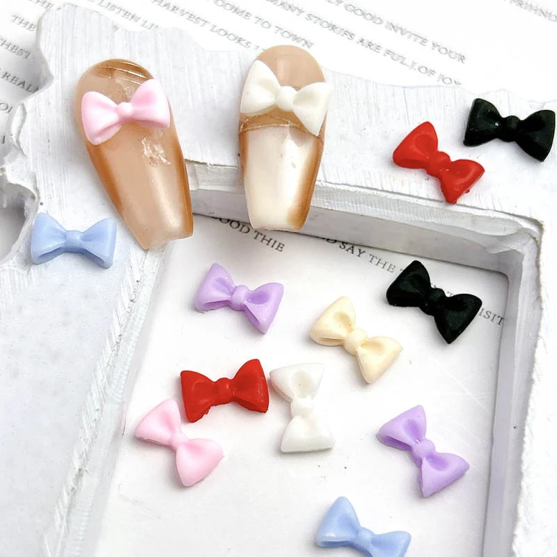 50pcs 3D Aurora Clear Resin Bow Nail Art Charms Cute Butterfly Glitter Nails Decoration Supplies Jewelry Accessories DIY 3