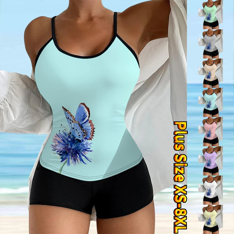 

2023, монокини, купальники, купальник из двух частей, летняя пляжная одежда свободного размера, новые женские сексуальные купальники, модные купальные Танкини с принтом