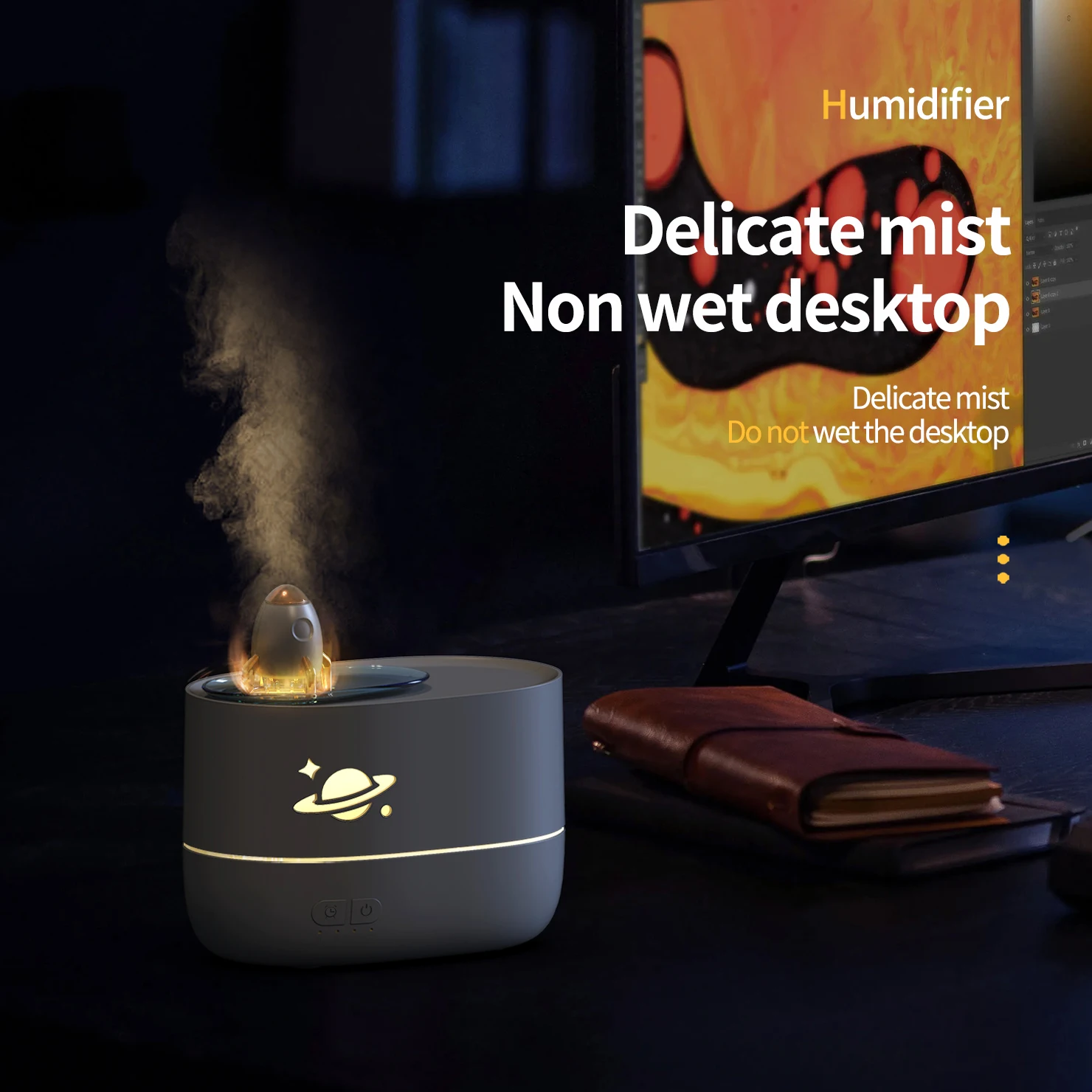 Creative Rocket Humidifier Aromatherapy Machine Household Colorful Dazzling Light Perfume Nano Mist Essential Oil Air Diffuser 5