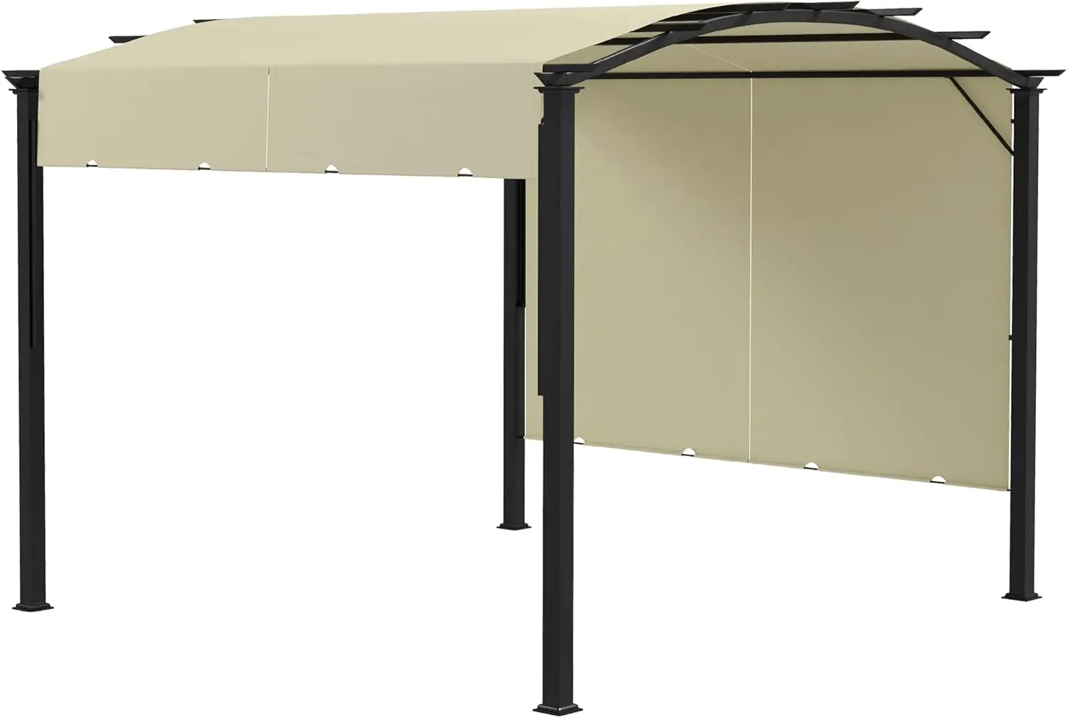 11' x 11' Outdoor Retractable Pergola Canopy Arched Sun Shade Shelter, Metal Frame Patio Canopy for Backyard Garden Porch Beach