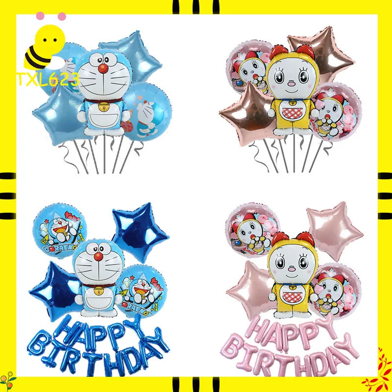 Doraemon & Dorami Birthday Balloon Set - Cartoon Anime Aluminum Balloons for Party Decor & Photography Props