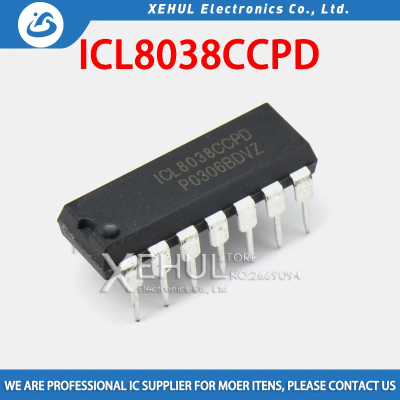 

5pcs/lot New ICL8038CCPD ICL8038 Precision Waveform Generator/ Voltage Controlled Oscillator IC DIP-14 In Stock