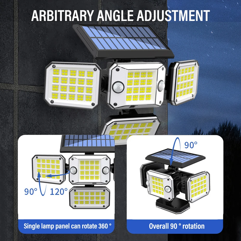 Applique Murale Solaire D'extérieur Avec Capteur De Mouvement PIR Impermeable Cob Lampadaire Led Pour Jardin Et Cour