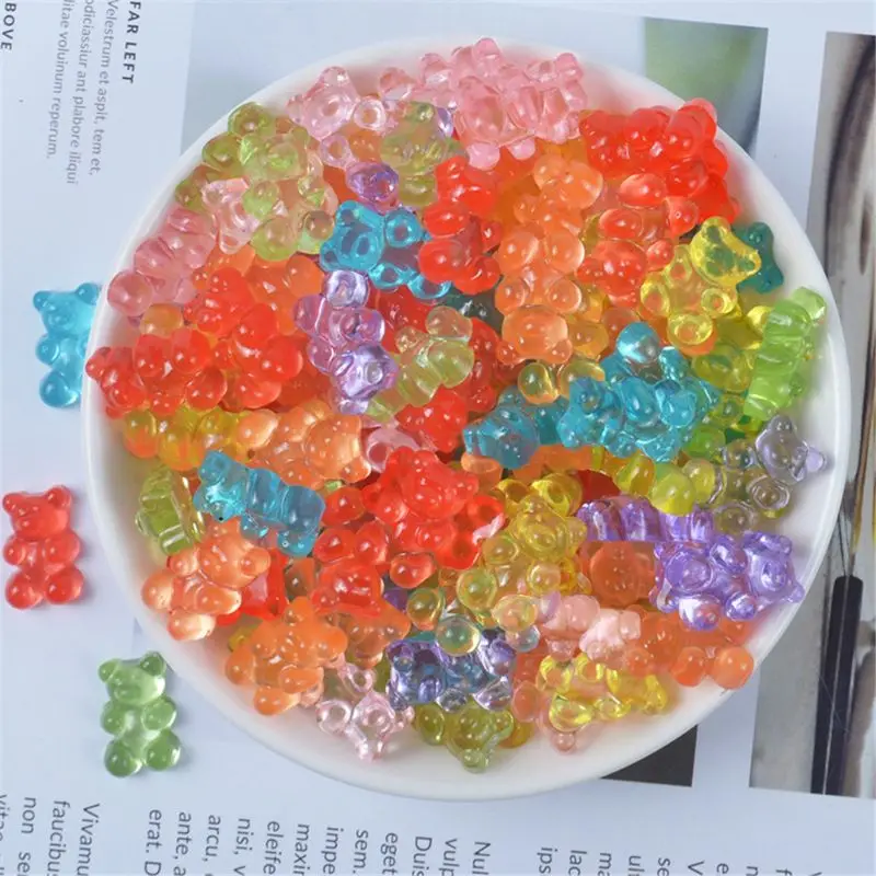 12pcs Mini Bear Beads Assorted Color Lovely Filler for slime Clay DIY Craft Plasticine Clay Accessories Kids Party Favor clay charm toys