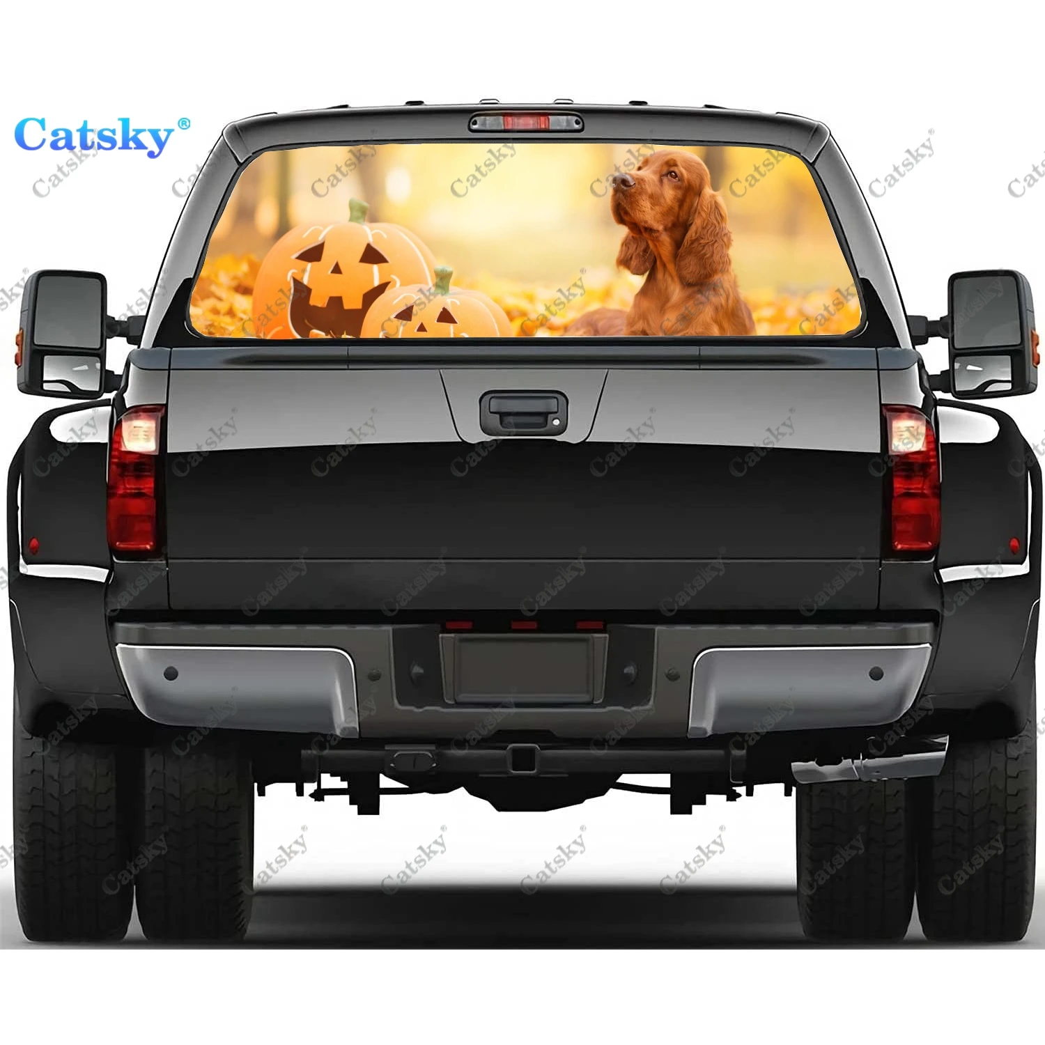 

English Cocker Spaniel Pumpkin Rear Window Stickers Windshield Decal Truck Rear Window Decal Universal Perforated Vinyl Graphic