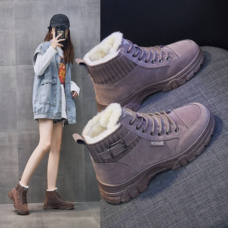 

Snow boots female new fall and winter short women's boots warm cotton shoes thickened and padded bread shoes