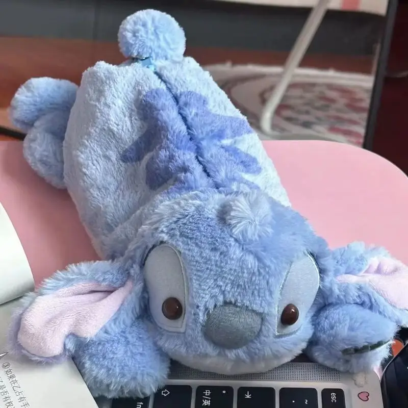 2024 New Miniso Cute Cartoon Interstellar Baby Stitch Plush Pen Bag Stationery Pig Worm Doll Desktop Storage Bag Birthday Gift 2