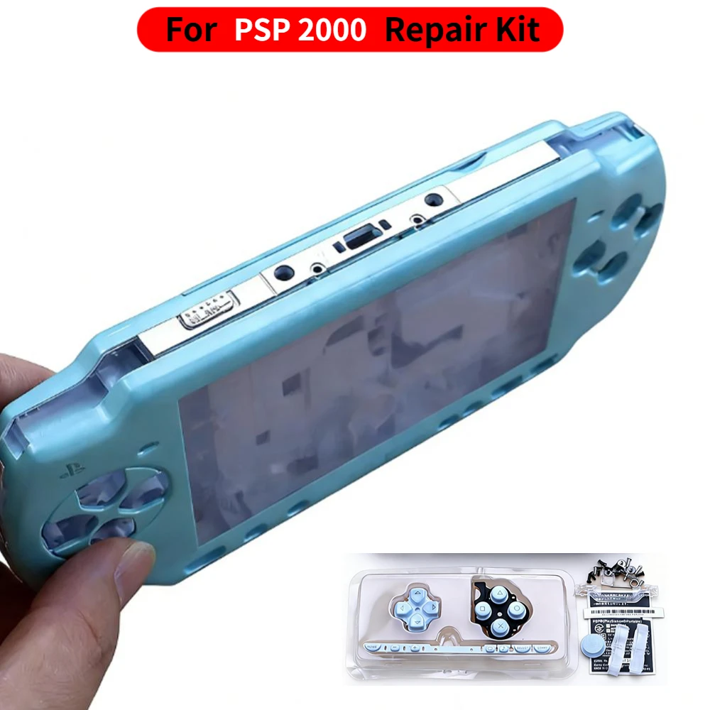 PSP 2000 게임 콘솔용 완전 교체 하우징 쉘, 버튼과 나사가 포함된 전체 케이스 커버, DIY 수리 키트