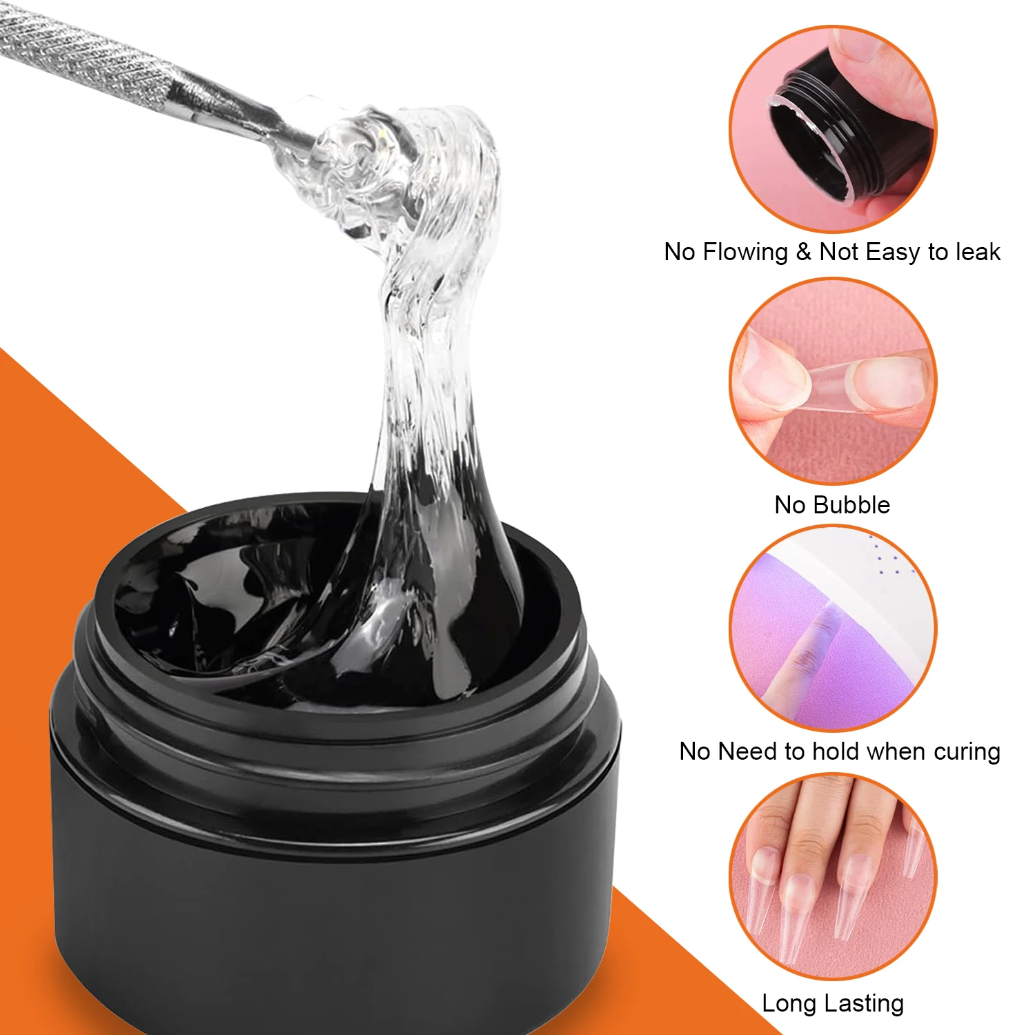 Triple Pack Clear Nail Glue Gel - Strong Adhesive for Nail Tips & Rhinestone Art