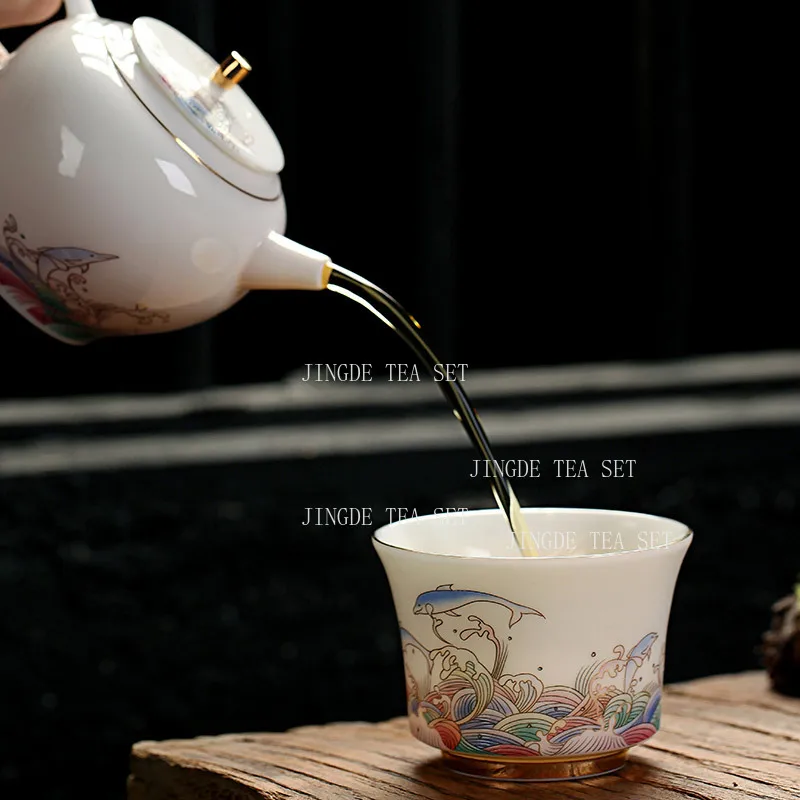 1pcs Yangzhi Jade Kung Fu Tea Cup Household High-end White Porcelain Personal Tea Cup Office Drinking Tea Cup Drinking Utensils