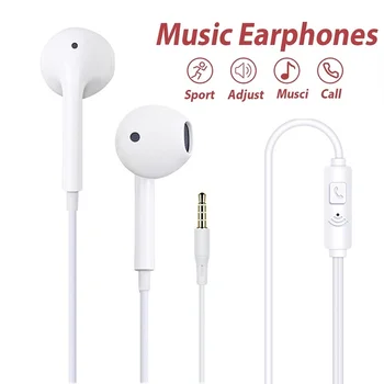 Cuffie cablate da 3,5 mm con riduzione del rumore, auricolari in-ear con microfono, auricolari stereo per musica sportiva per Oppo Huawei
