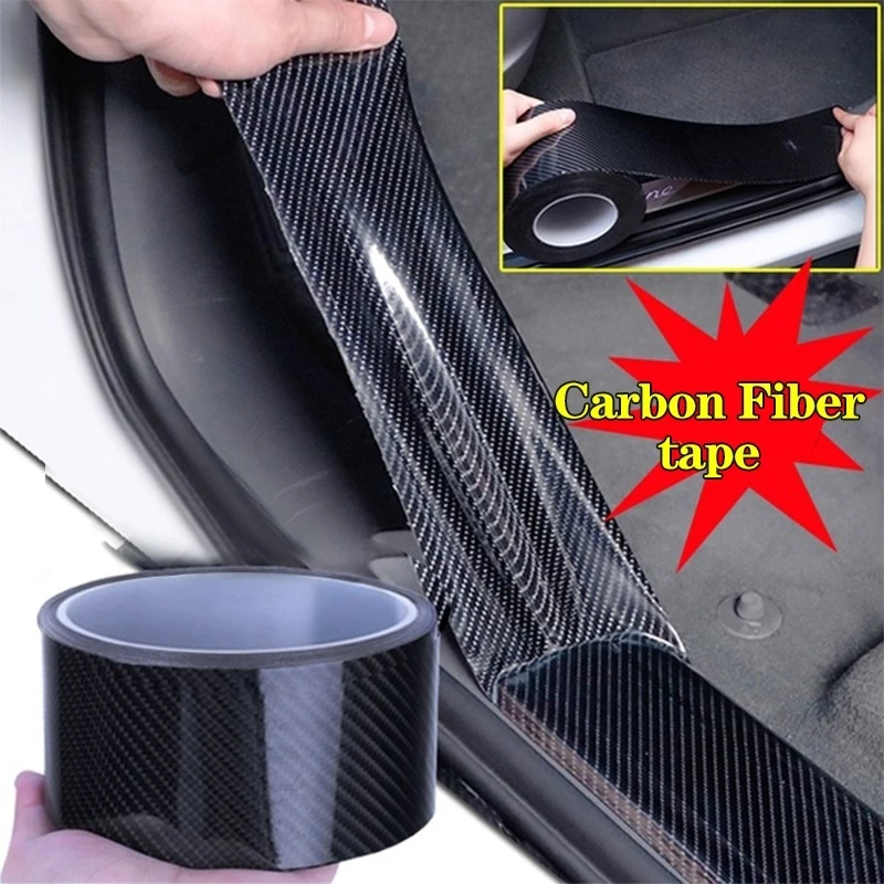 Carbon Fiber Car Stickers Door Sill Scuff Anti Scratch Tape Protection Film New