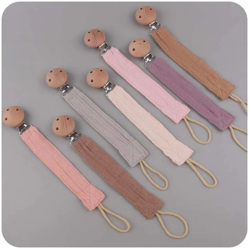 Cute Infant Cotton Wooden Pacifier Clip For Baby Girl Boy Soother Chain Holder Babies Newborn Teething Toy Shower Gift