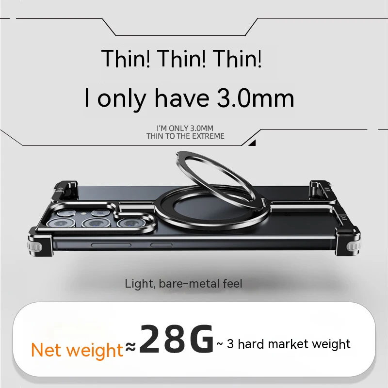 For Samsung Galaxy S24 S23 Ultra Metal aluminum Magnetic Magsafe Phone Case Sport Ring car phone holder Bumper Protective cover