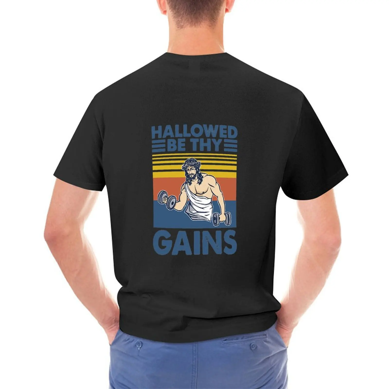 

Hallowed Be Thy Gains Jesus Gym Vintage T-Shirt boys animal print oversizeds cute clothes summer tops mens t shirts pack