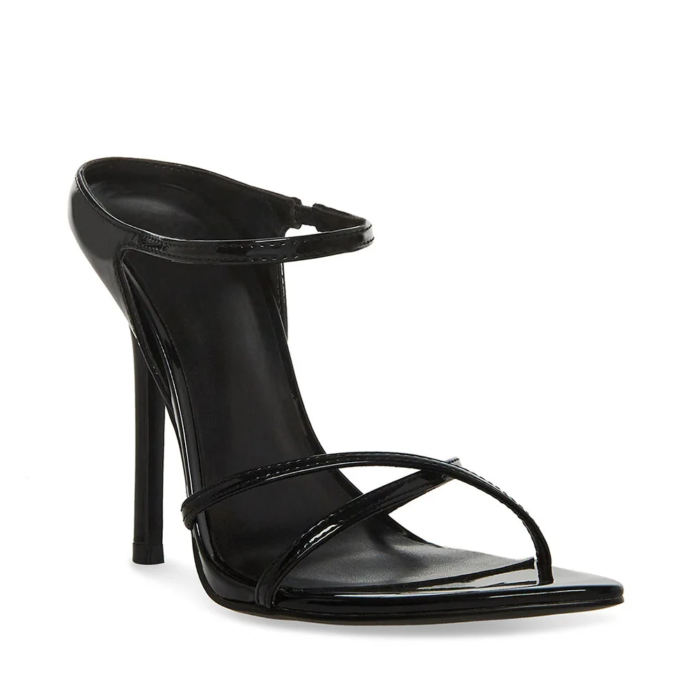 

Сандалии женские из лакированной кожи, простые туфли с открытым носком, заостренный носок, высокий каблук-шпилька, обувь для банкета, большие размеры