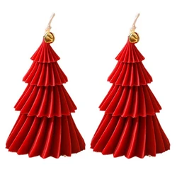 Set of Aromatherapy Christmas Tree Soy Candles - Festive Home Decor & Creative Gifts (Red - 2PCS)