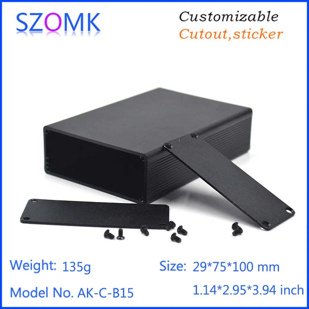 

4Pcs black aluminum electronics equipment enclosure case 29*75*100mm aluminium diy enclosure outlet control boxes