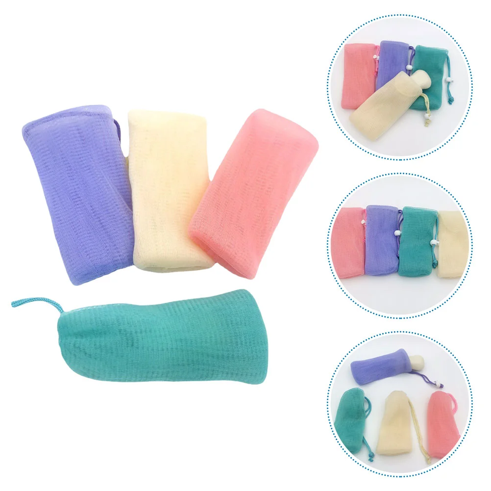 

4 Pcs Soap Foaming Mesh Bag Hanging Drawstring Pouch Drying Bags Holder Travel