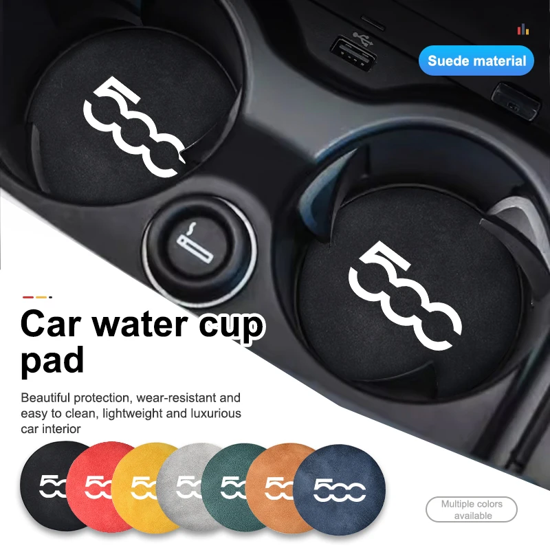 Per Fiat Suede Car Coaster Water Cup Holder Accessori Per Pad Antiscivolo Panda Freemont Linea Strada Ducato Egea Croma Abarth